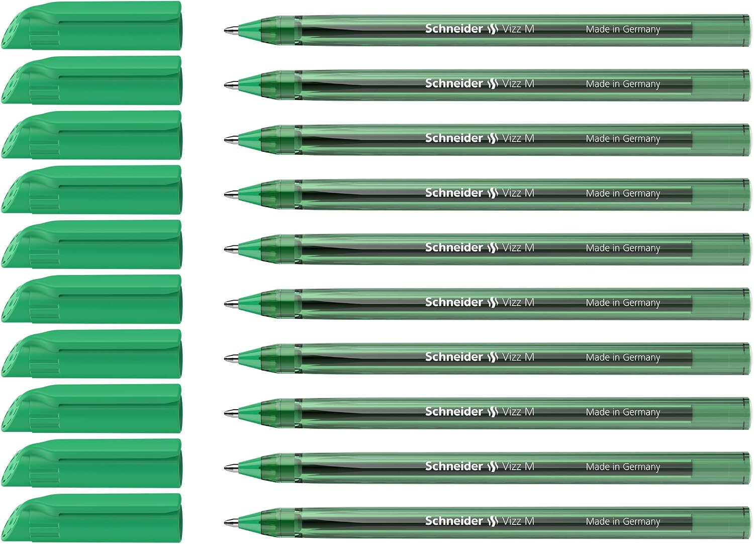 Schneider Vizz 102204 – zielone długopisy jednorazowe, końcówka M, 10 sztuk