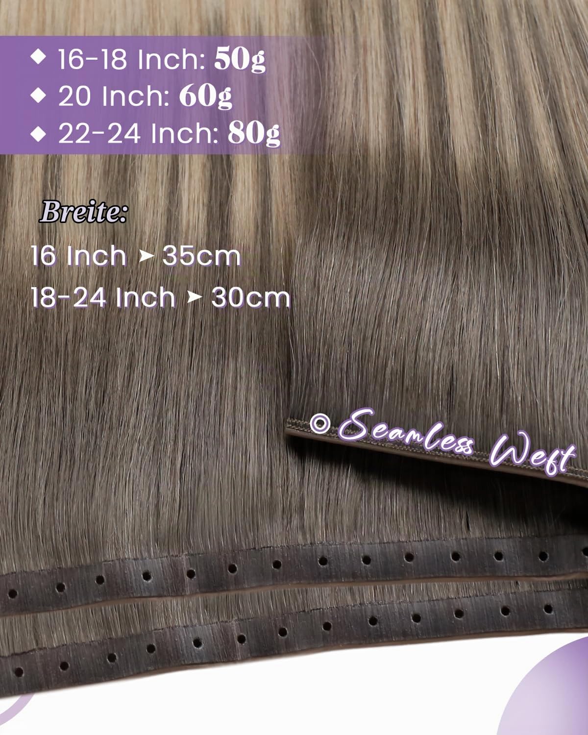 Thumbnail 3 de LaaVoo Butterfly Extensions Echthaar Tressen Balayage – 55 cm, Ombre Blond