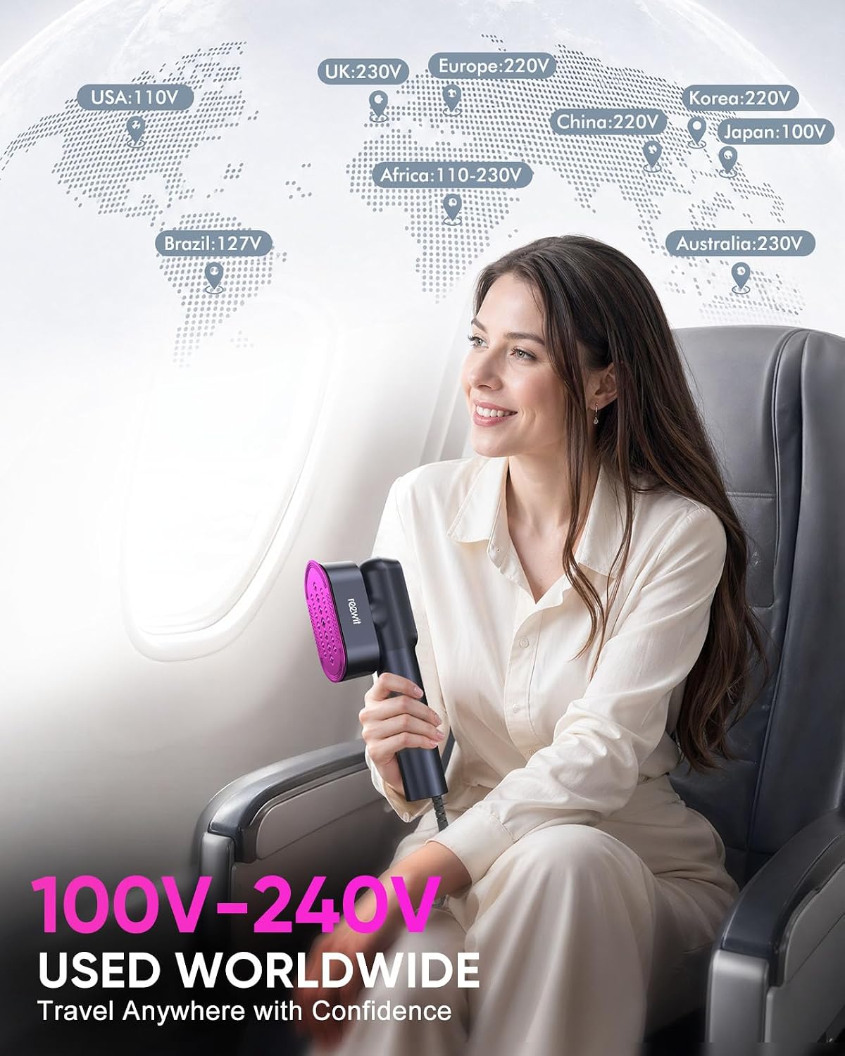 Thumbnail 2 de Travel Steamer for Clothes: 2-in-1 Garment Steamer & Iron, 1200W, 100-240V, Portable Travel Size