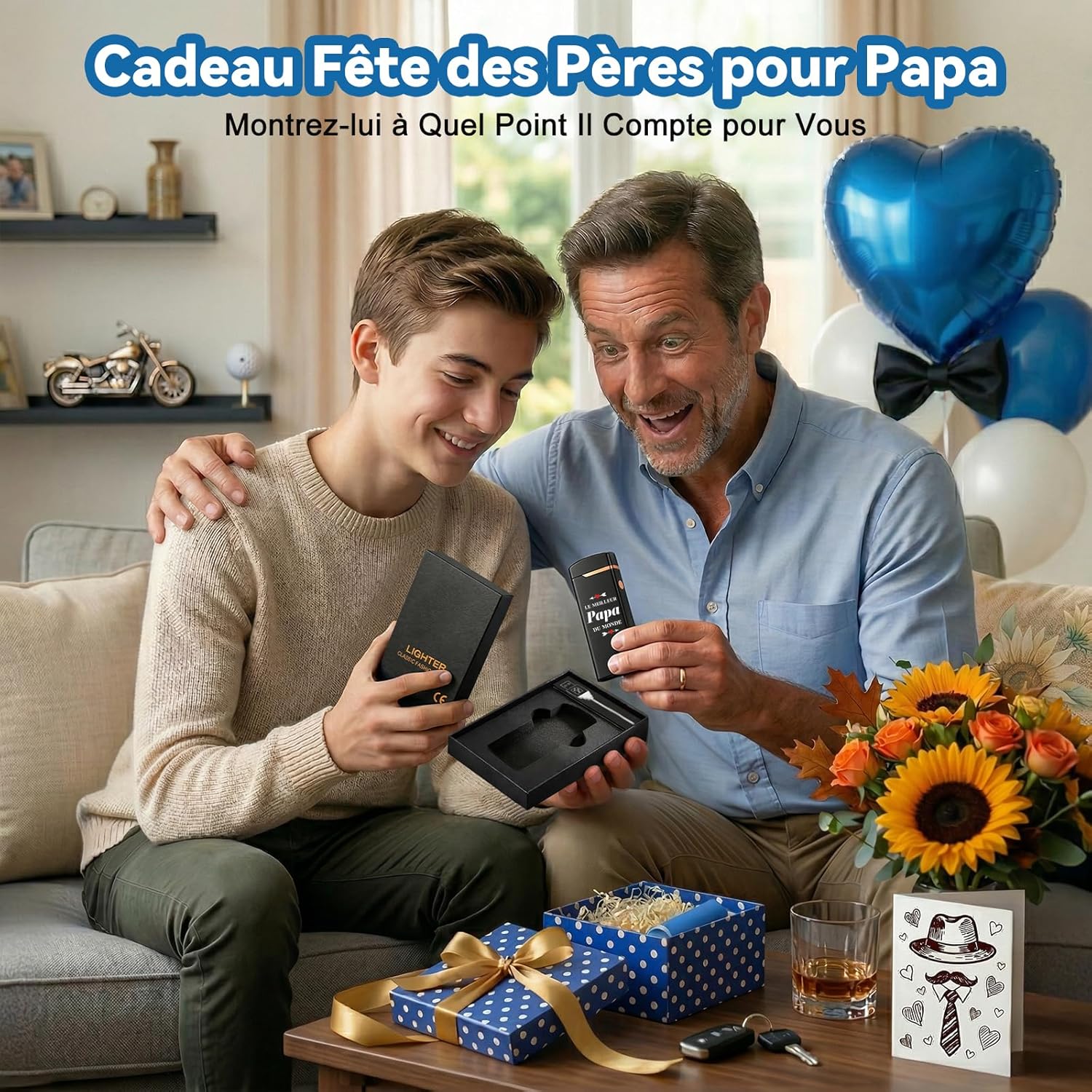 Detalle de Briquet électrique rechargeable Coquimbo Arc Double, cadeau Fête des Pères