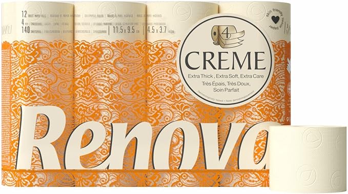 Renova Papel Higiénico 4 Capas Crema Perfumado, 12 Rollos 🧻