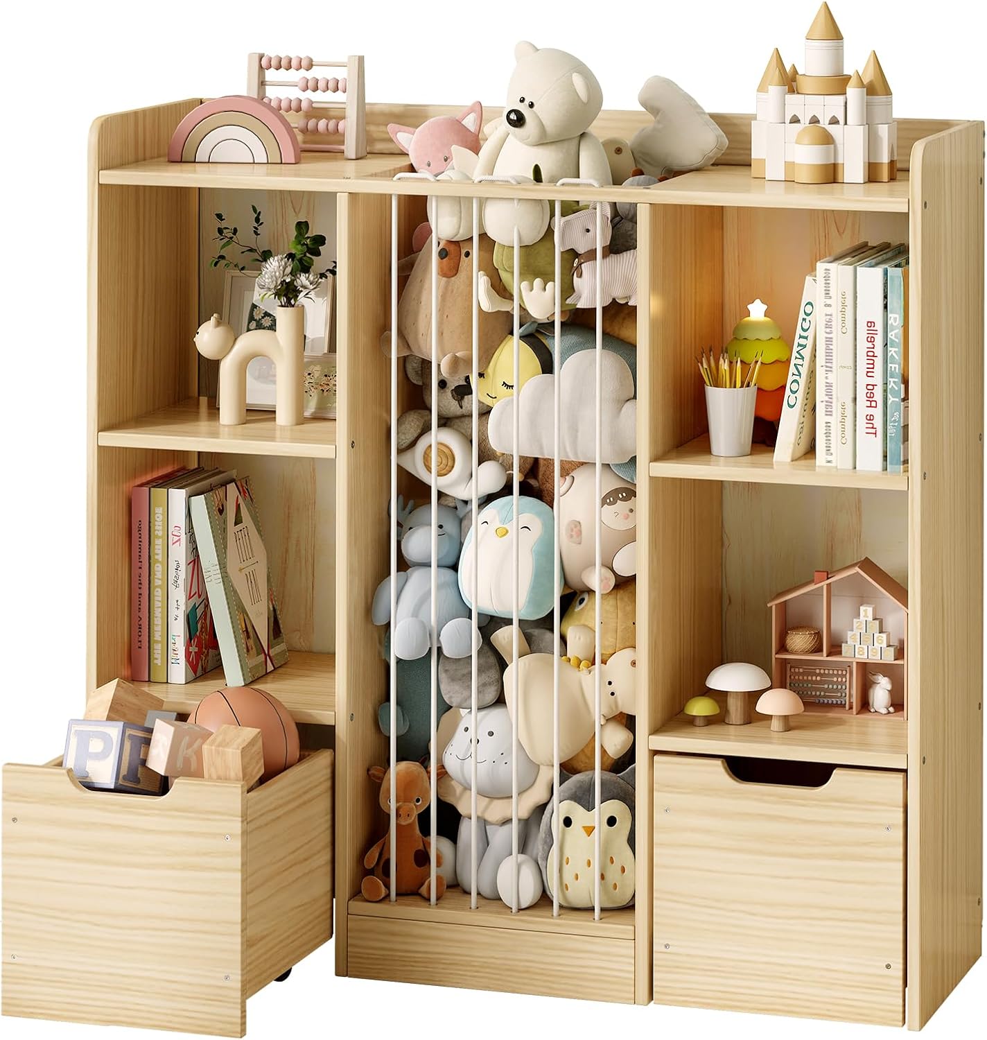 Detalle de Toy Storage Organizer in Solid Pine Wood