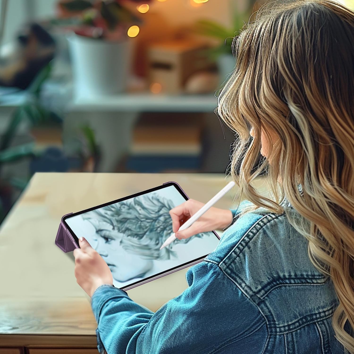 Thumbnail 5 de ProCase Hülle für iPad Pro 13 Zoll M5/M4 (2025/2024) – dünnes Smart Cover mit transluzenter, matter Rückseite in Dunkellila