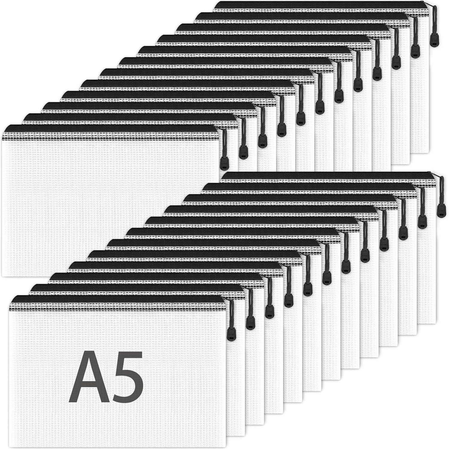Detalle de Smarpau A5 Plastic Wallets Folders with Zips (24-pack) – A5 zip lock document pouches in black