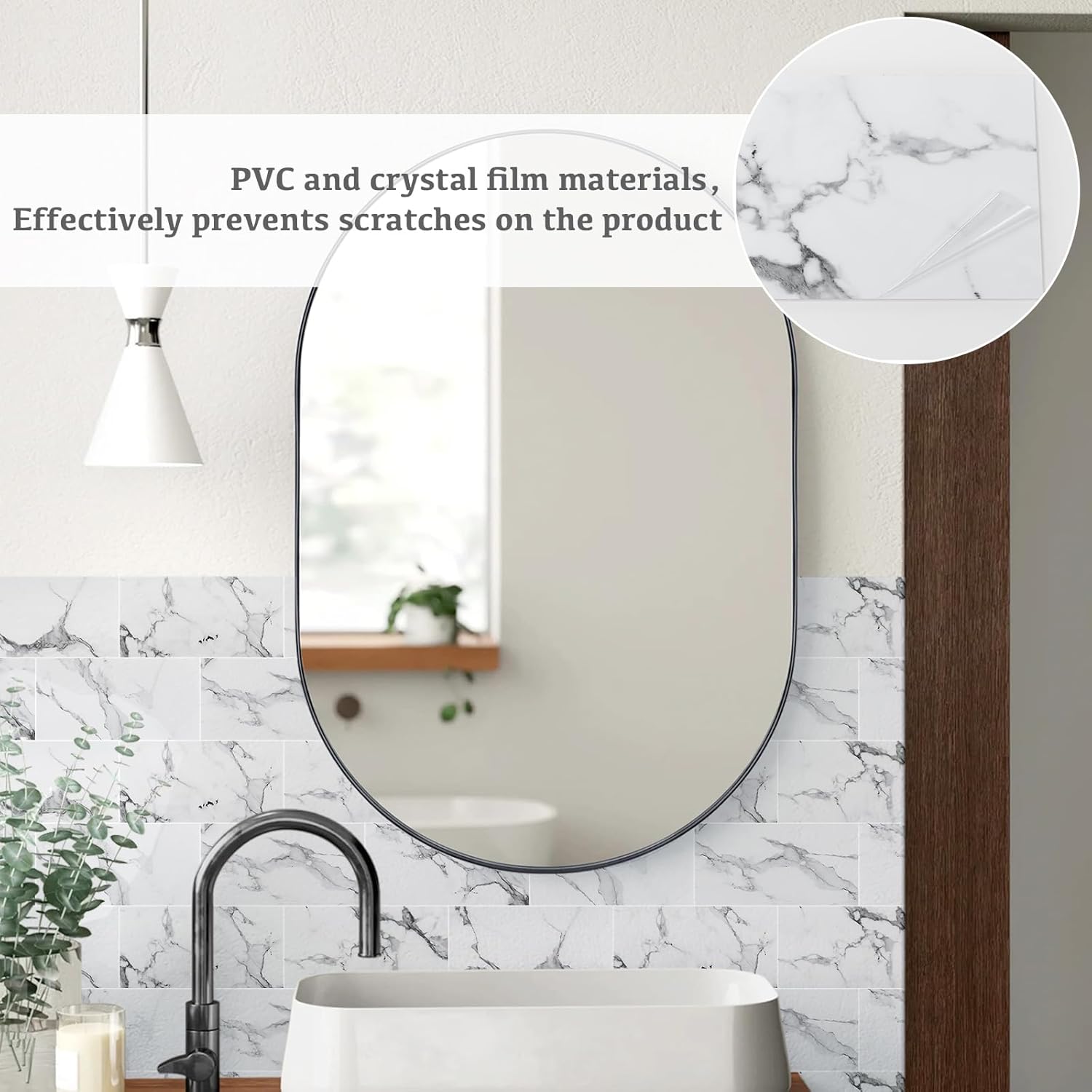 Thumbnail 3 de Abyssaly 24 Piastrelle Adesive per Cucina e Bagno – Bianco Marmo, 15x30 cm