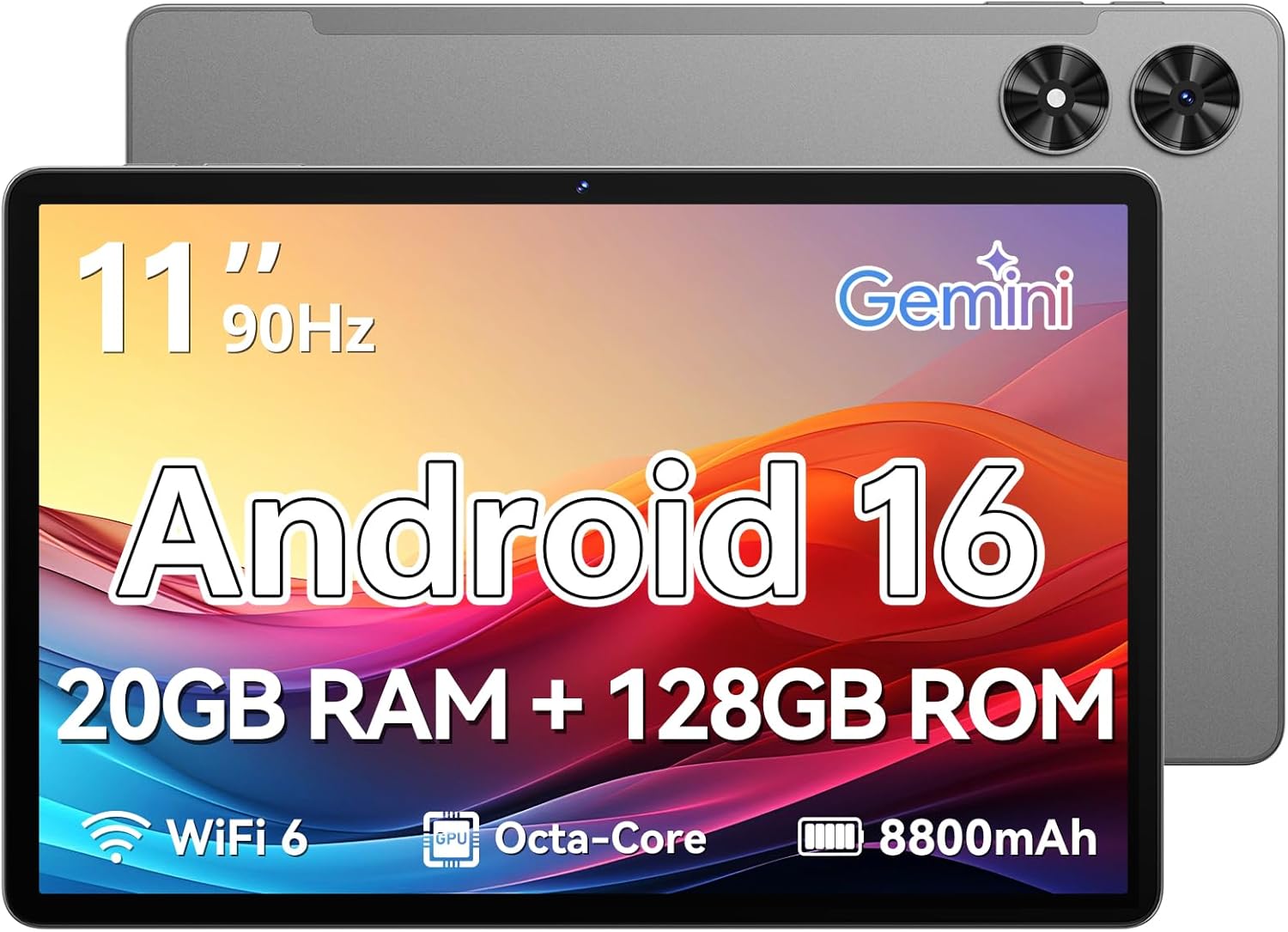 Detalle de Frameflow Tablet 11 inch with Android 16, 20GB RAM, 128GB ROM (Gray)