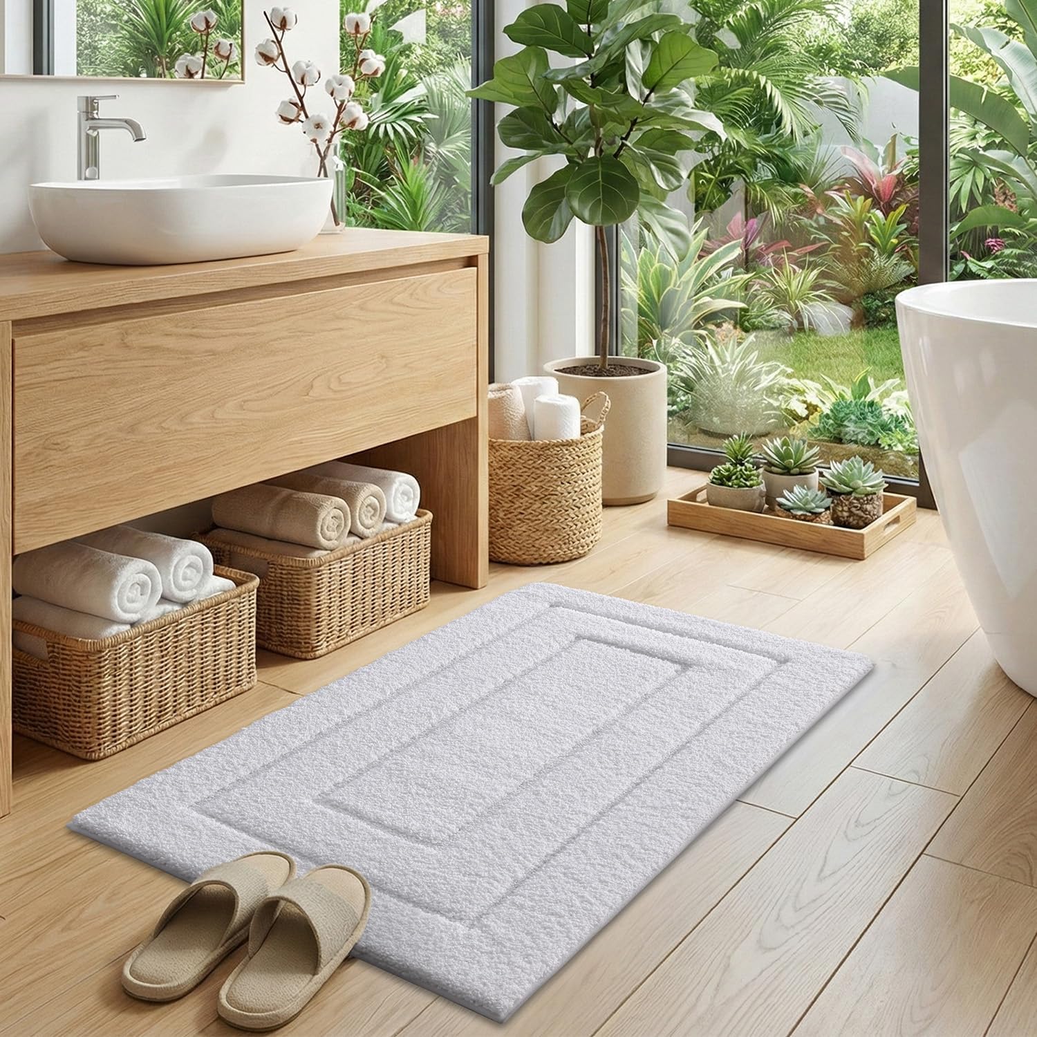 Detalle de DEXI Bath Mat 50 x 80 cm: Extra Soft Microfibre, Non-Slip, Machine Washable