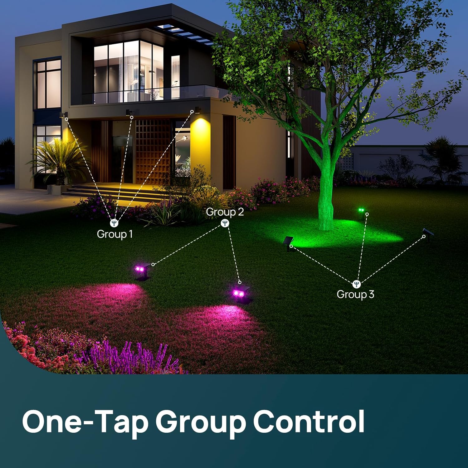 Thumbnail 5 de Linkind Smart Solar Spot Lights Outdoor Garden SL5C (4-pack) – App-controlled colour changing solar spotlights