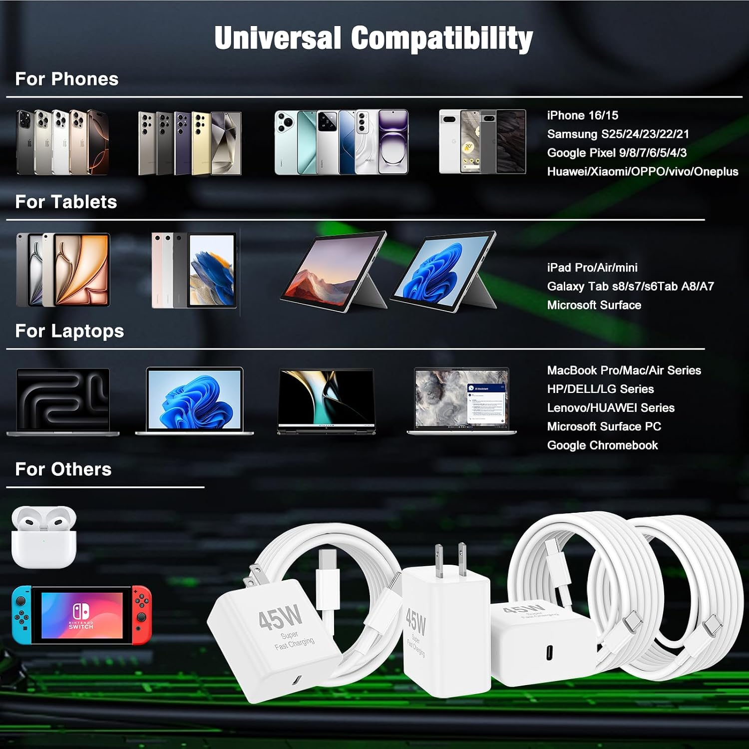 Thumbnail 6 de iPhone 17 45W Fast Charger 3-Pack with C‑to‑C Cables