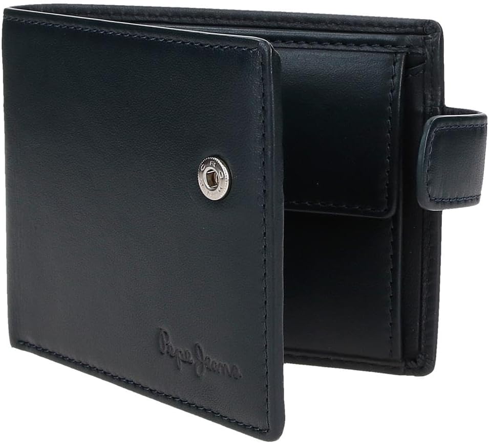 Detalle de Pepe Jeans Luton Portefeuille Horizontal avec Fermeture à clic – cuir et RFID, 11 x 8,5 cm