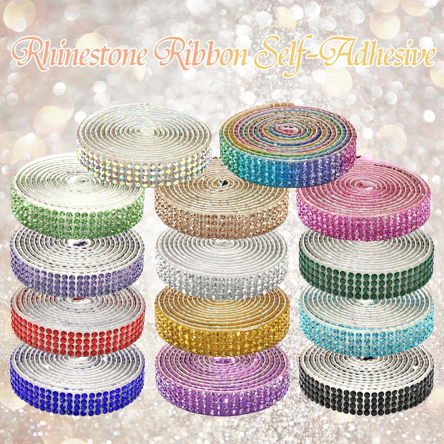 Thumbnail 6 de FULZTEY Rhinestone Ribbon, 2 mm Gems