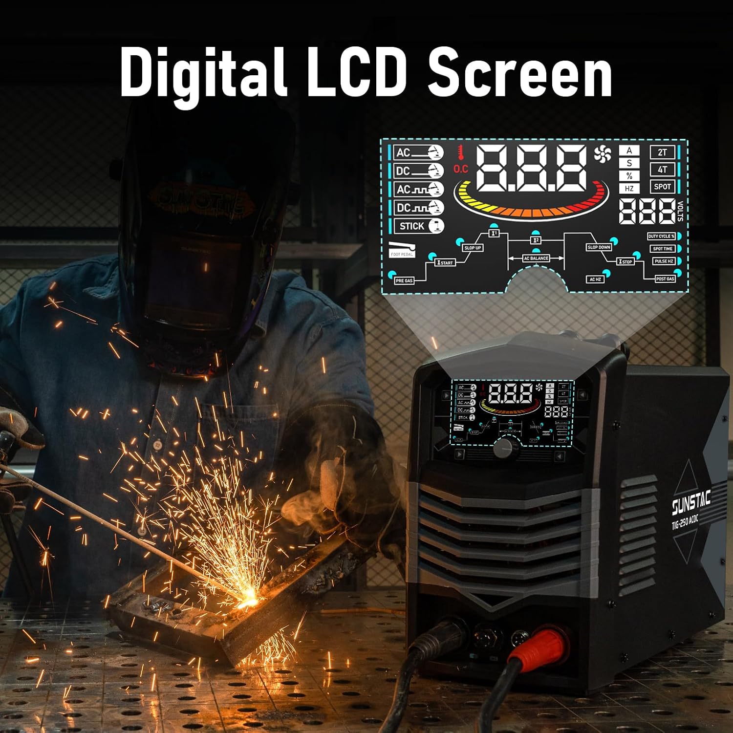 Detalle 2 de Sunstac 250A AC/DC Aluminum TIG Welder with Pulse (110V/220V Dual Voltage)