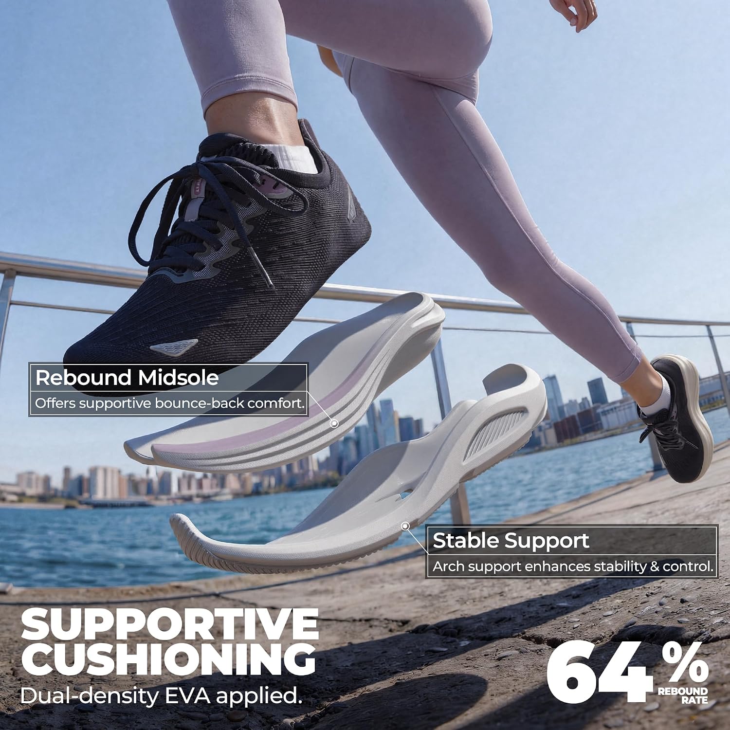 Thumbnail 3 de ALLSWIFIT StediCloud Lite Women’s Walking & Cushion Running Shoes with Arch Support