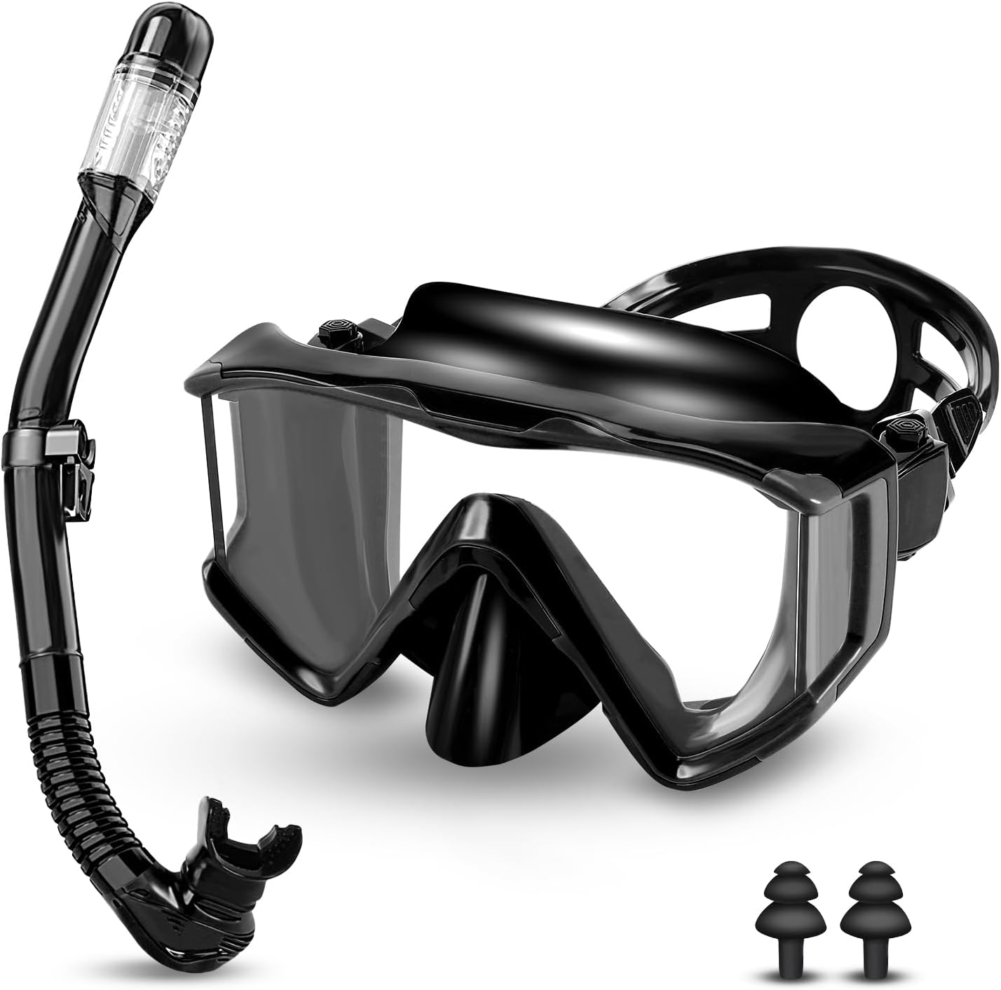 Set snorkeling adulti con maschera panoramica a 3 finestre e boccaglio – antiappannamento e anti-fuga