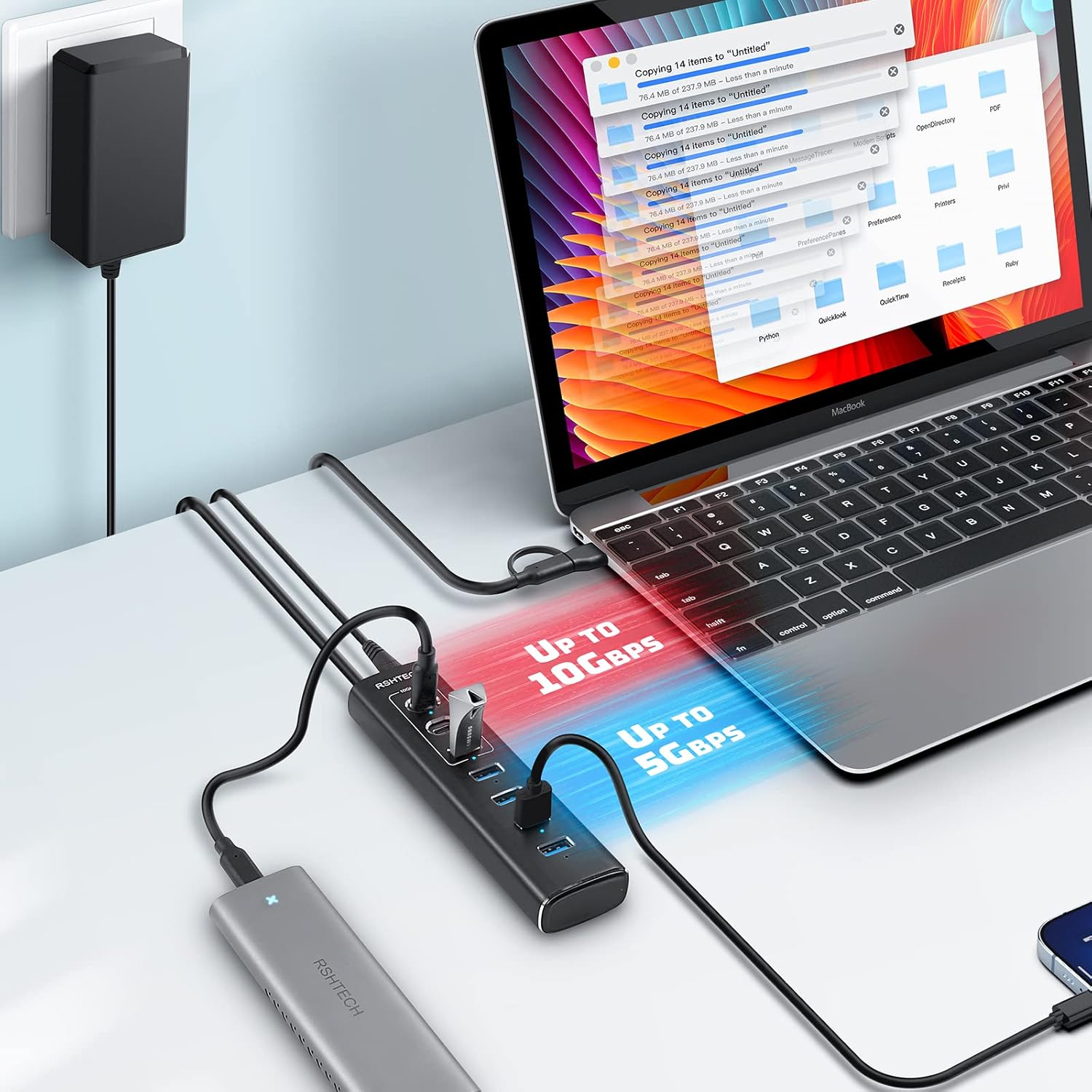 Thumbnail 1 de RSHTECH RSH-A107C 7‑Port USB‑C Hub mit Netzteil 🔌