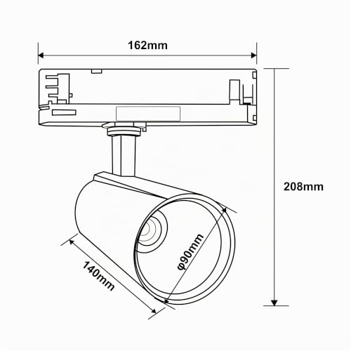 Detalle de FOOC LED-Schienenstrahler 30 W | 3-Phasen, drehbar, 4000 K, 2800 lm – Aluminium Innenraumlampe