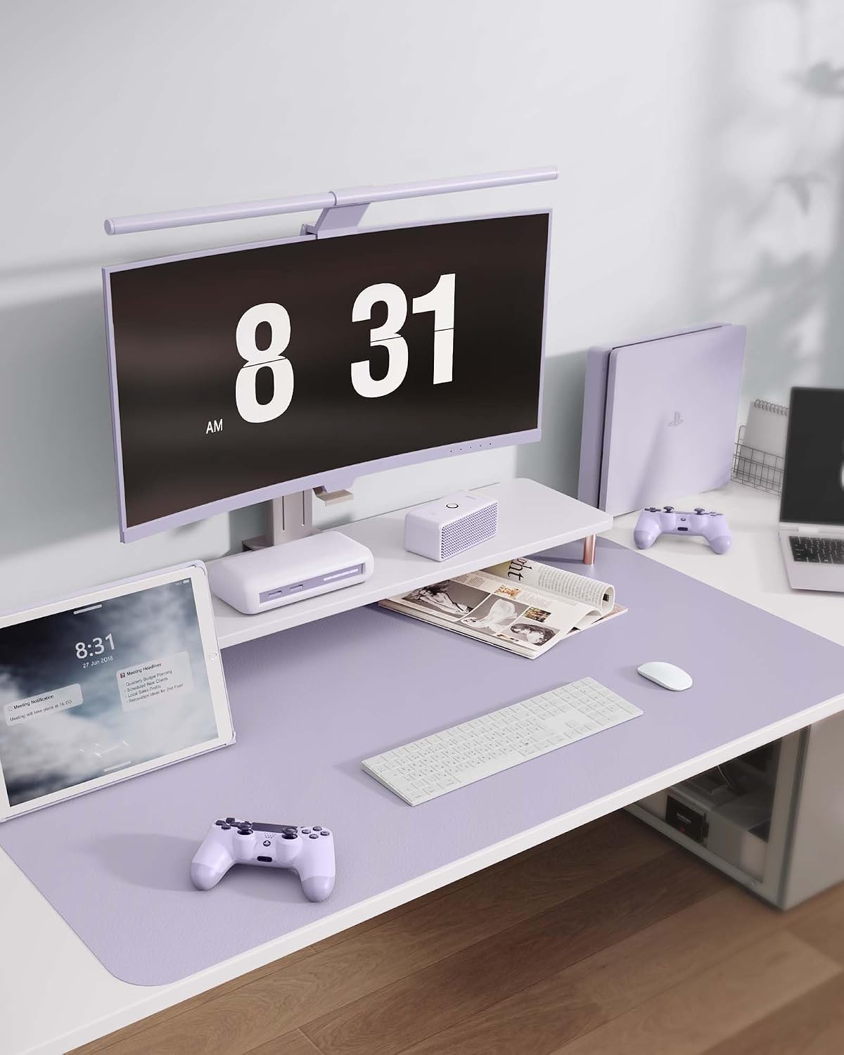 Detalle 2 de MOLMO Non-Slip Desk Mat (80 x 40 cm) – Waterproof Leather Desk Pad in Pale Purple