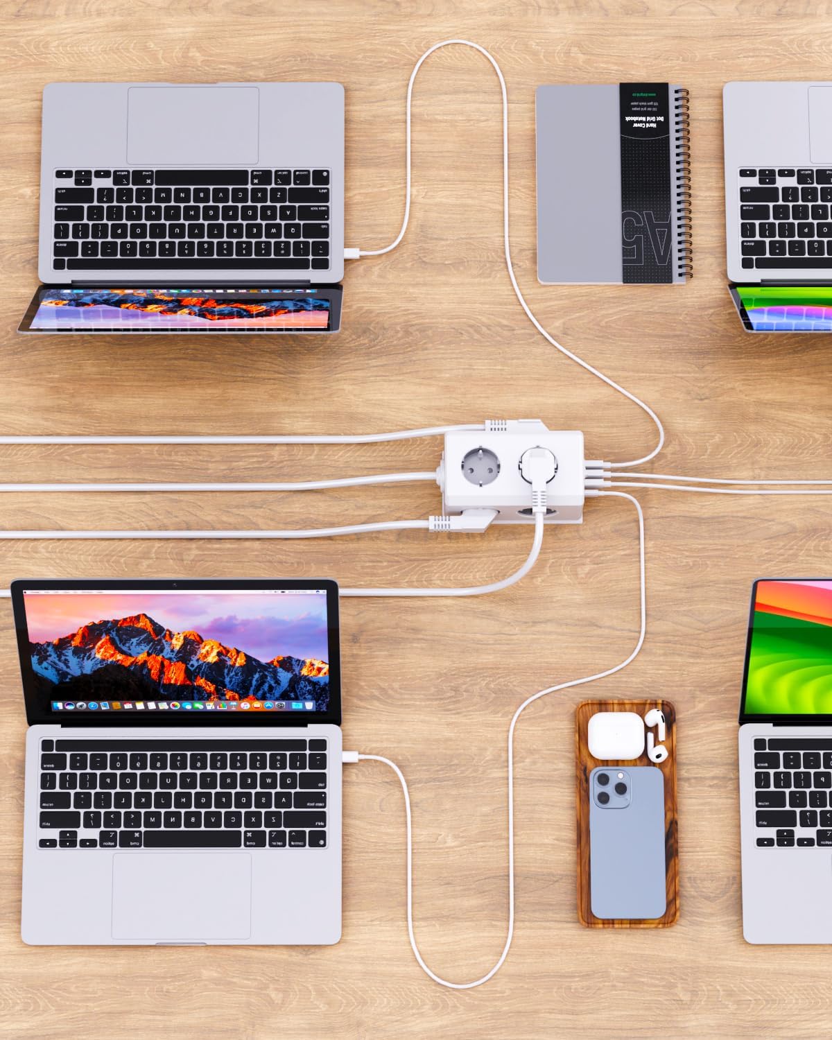 Thumbnail 6 de Mehrfachsteckdose mit USB – 6-fach, Wandmontage, 3680 W, 1,8 m Kabel, Überspannungsschutz