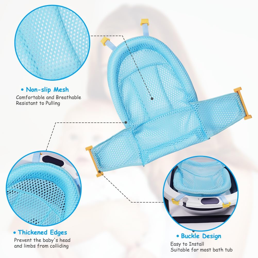 Thumbnail 3 de Aolso babybadnet met verstelbare, antislip badkuiphouder, blauw