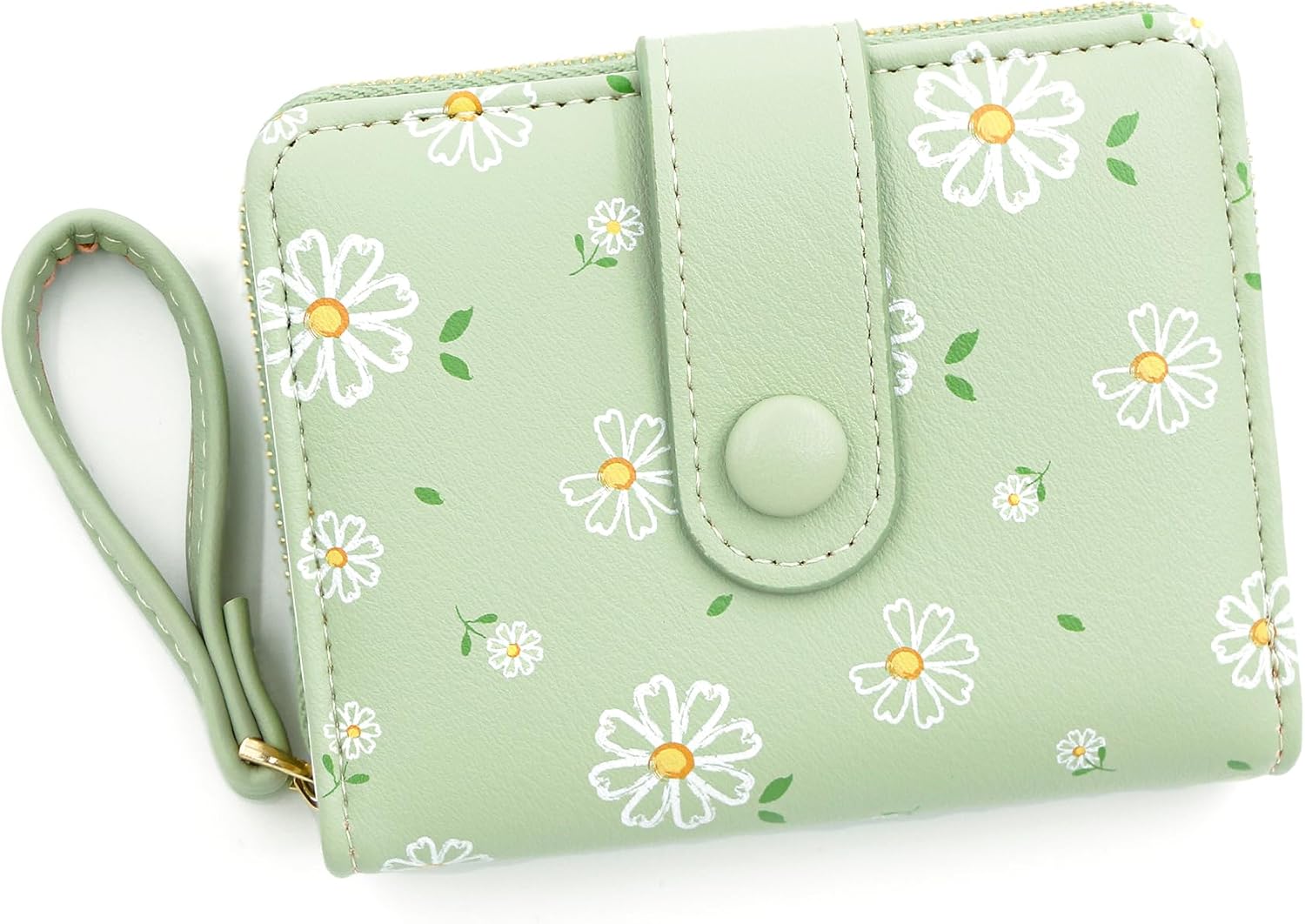 Detalle de LZSXDWXY Damen-Geldbörse mit Blumenmotiv, außen Reißverschluss und Kartenfächer