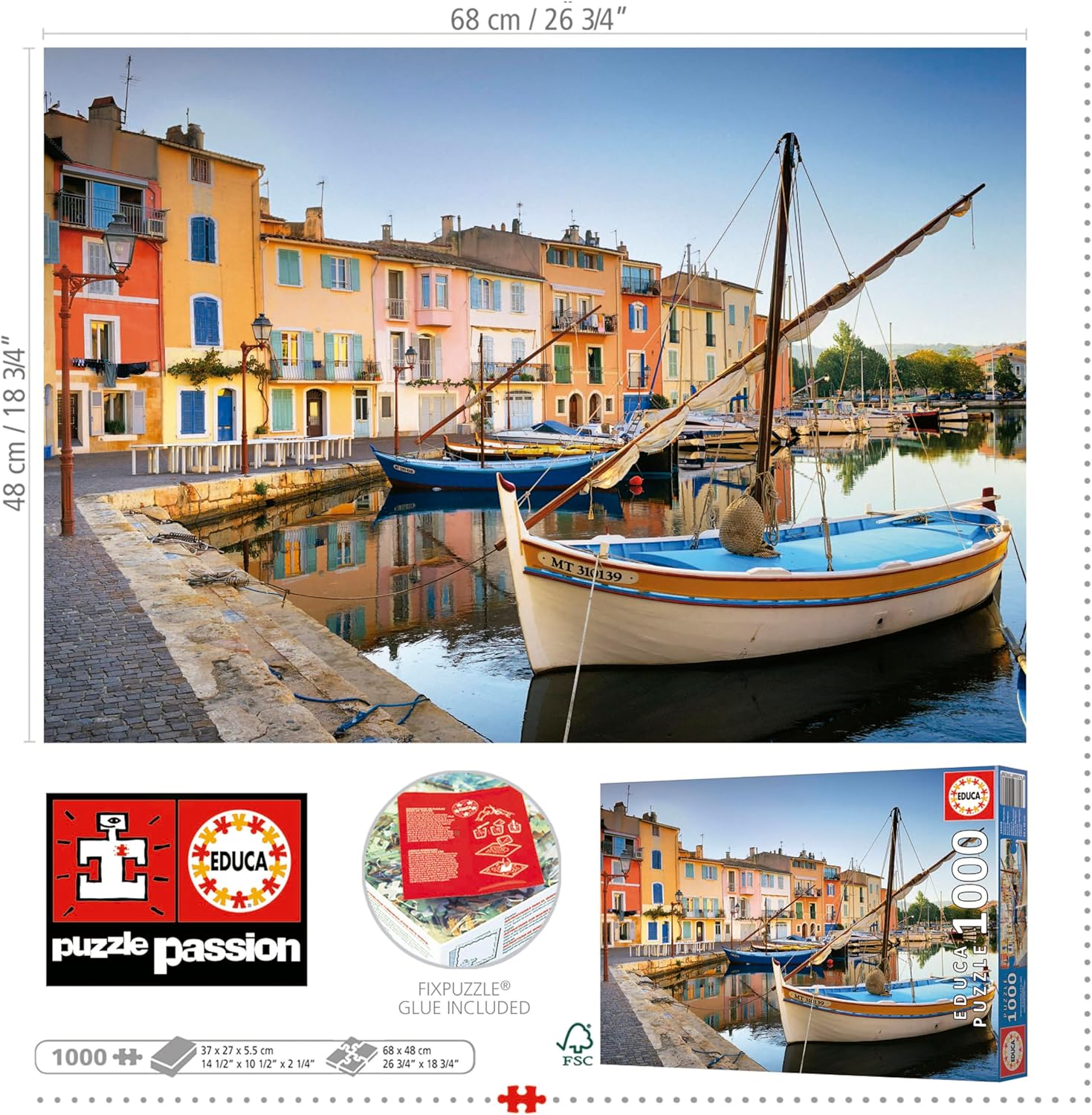 Thumbnail 2 de Puzzle adulte Educa 1000 pièces « Port de Martigues, Provence » (68 x 48 cm)