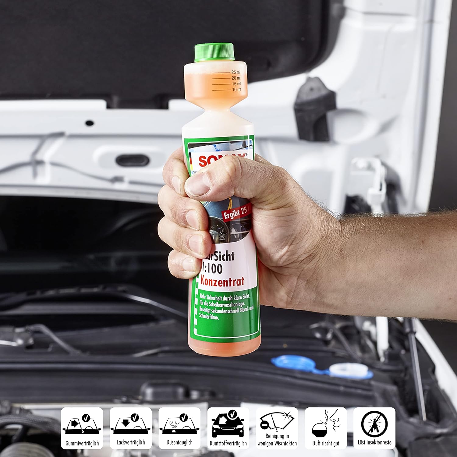 Thumbnail 3 de SONAX KlarSicht 1:100 Konzentrat (250 ml) – Reinigungszusatz für Scheibenwaschanlage im Sommerbetrieb