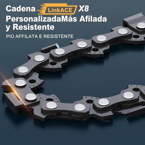 Detalle de Mini Motosierra Batería 8" de RINOXAR: potencia sin cable y dos baterías para poda y bricolaje