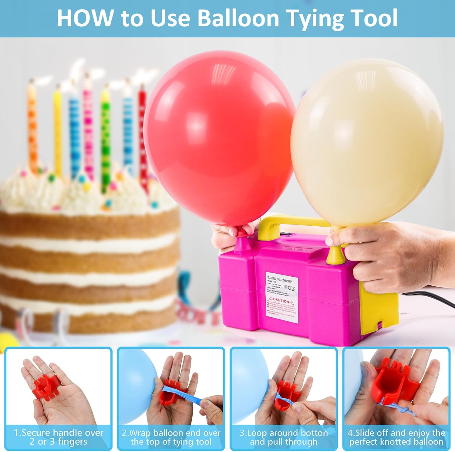 Thumbnail 6 de Portable Electric Balloon Pump with Dual Nozzles (600W) for Party, Wedding & Festival Balloons