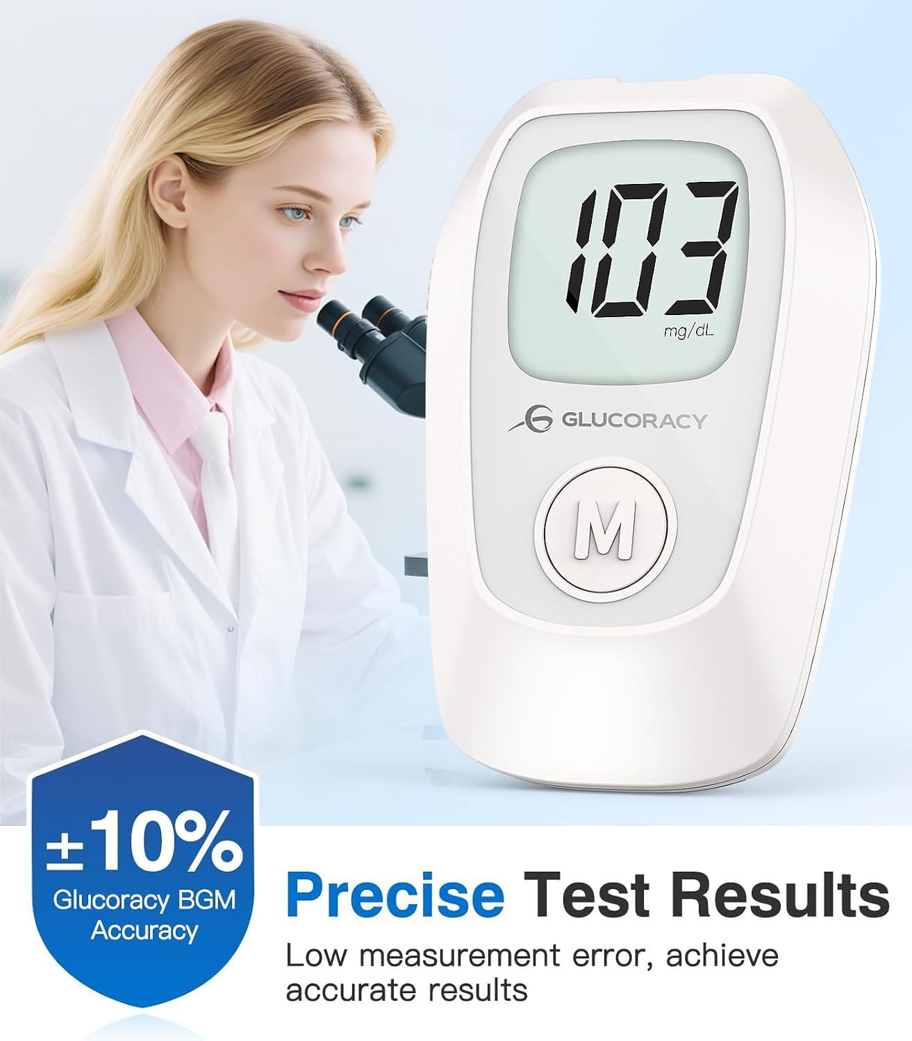 Detalle de Glucoracy G-425 Glucose Monitor Kit with 100 Strips and 100 Lancets