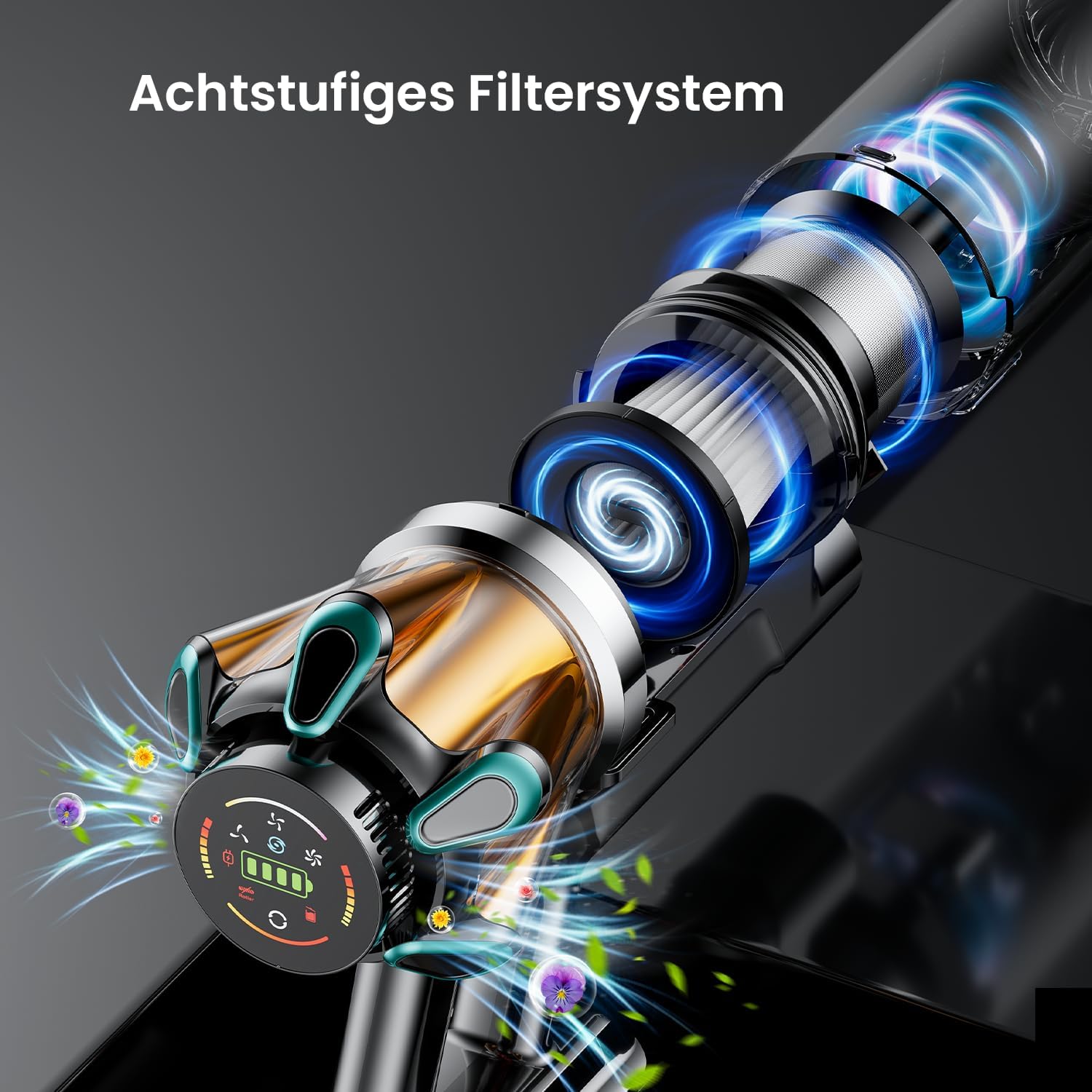 Thumbnail 6 de FDUXUD Akku Staubsauger Kabellos 600W – 50kPa, 70 Min Laufzeit, Anti-Tangle-Bürste, OLED Display, Wandladestation