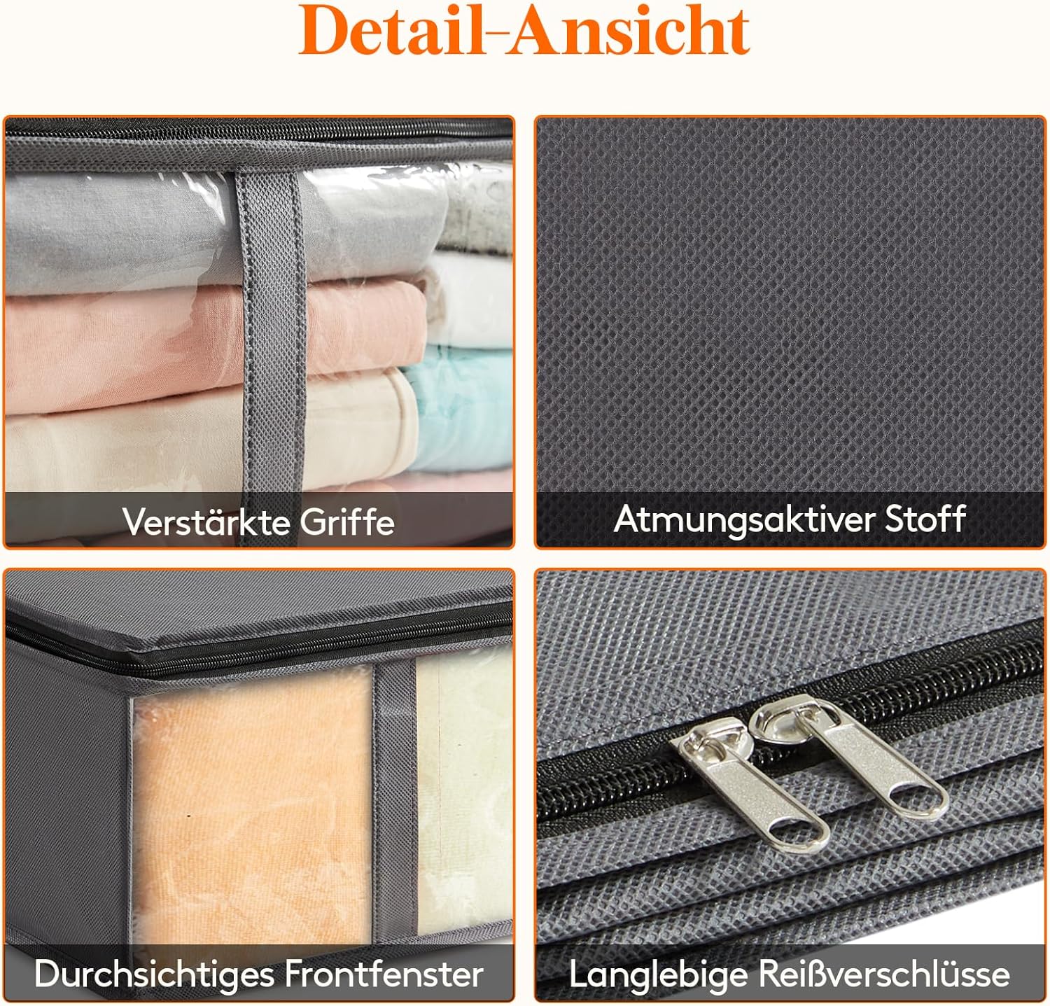 Thumbnail 2 de Lifewit 4 Stück 40L Unterbett Aufbewahrungsboxen – faltbar, mit Deckel und Fenster