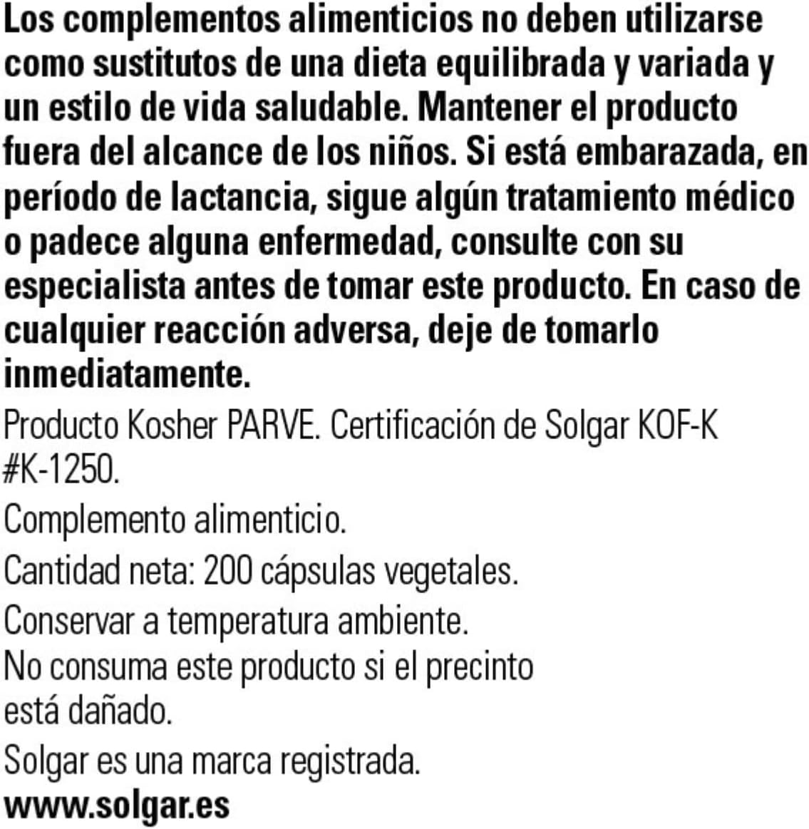 Detalle 2 de Solgar Fibra de psyllium 500 mg 200 cápsulas