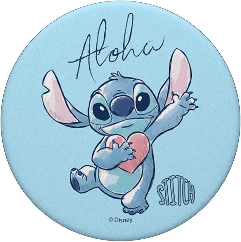 Thumbnail 2 de PopSockets PopGrip interchangeable Disney Lilo & Stitch « Aloha Cute Stitch Heart Sketch Logo »