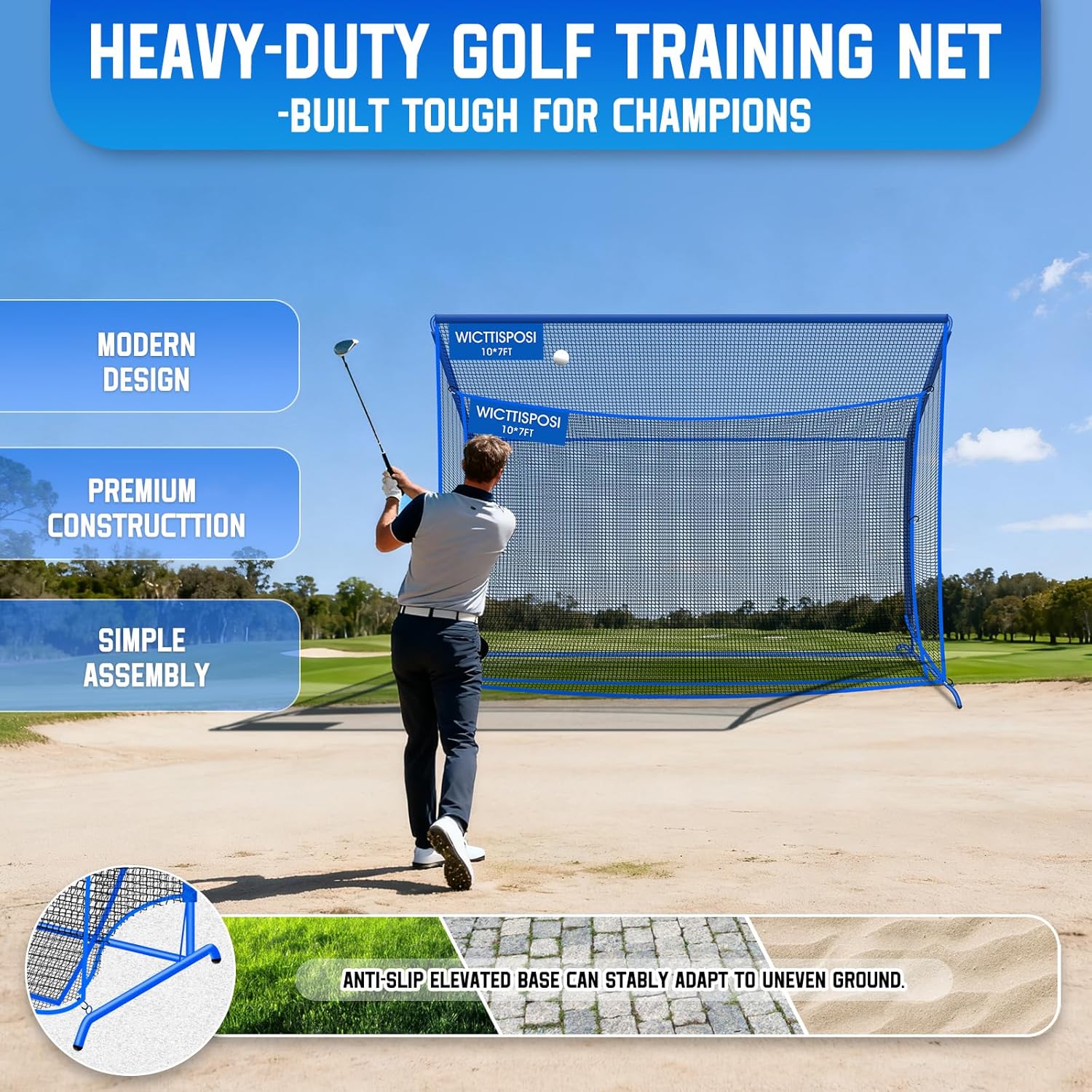 Thumbnail 1 de Golf Hitting Net with Extra Striking Net (10x7ft/7x7ft) Heavy-Duty Practice Cage with Metal Frame & Storage Bag