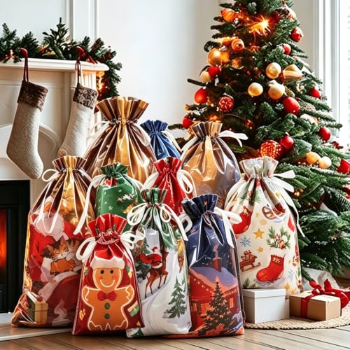 Thumbnail 4 de CNMTCCO Christmas Gift Bags – Large 16-Piece Set with 30 Tags (3D Drawstring)