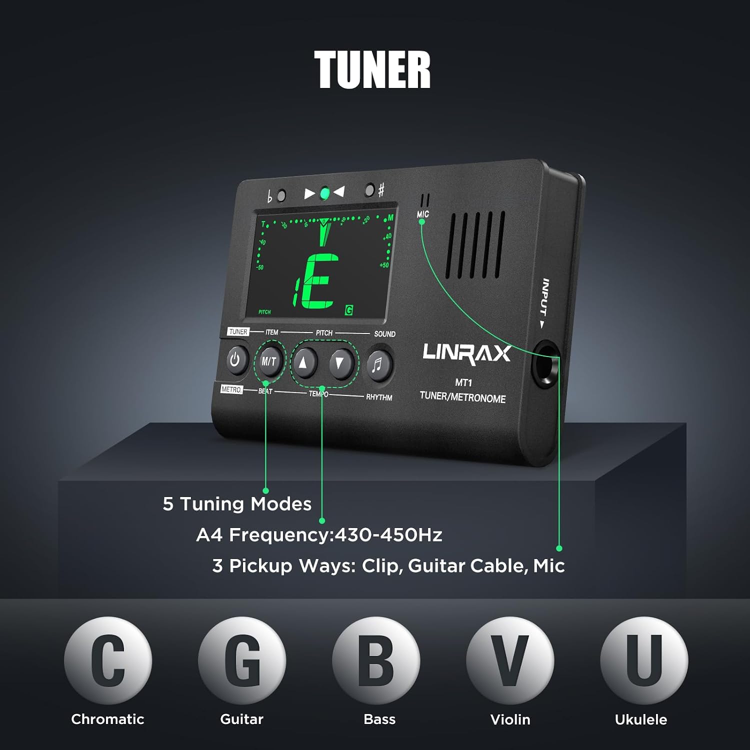 Thumbnail 2 de Linrax MT1 3-in-1: Digitales Metronom, Stimmgerät und Tongenerator