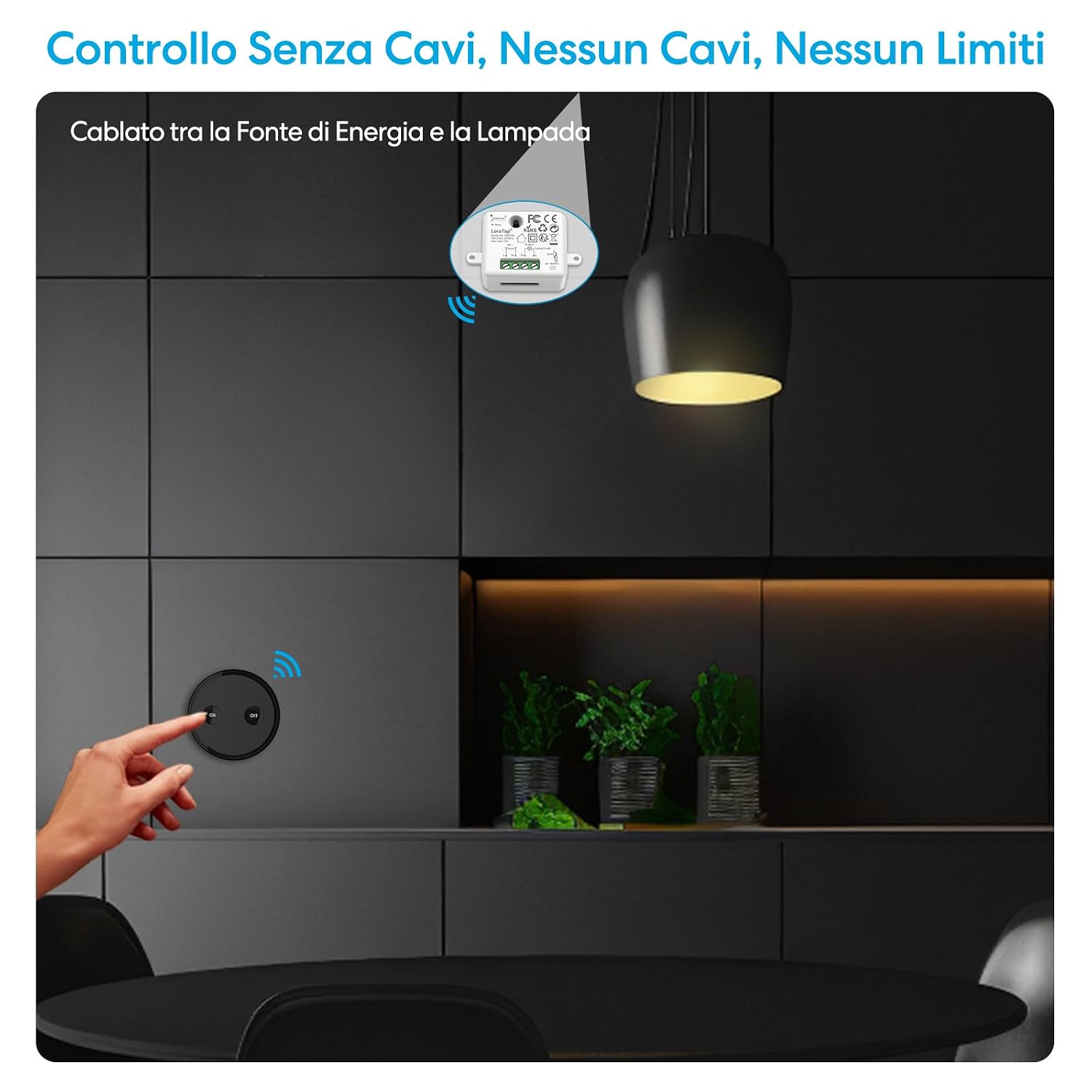 Detalle 2 de LoraTap Interruttore Luce Senza Fili 30 m