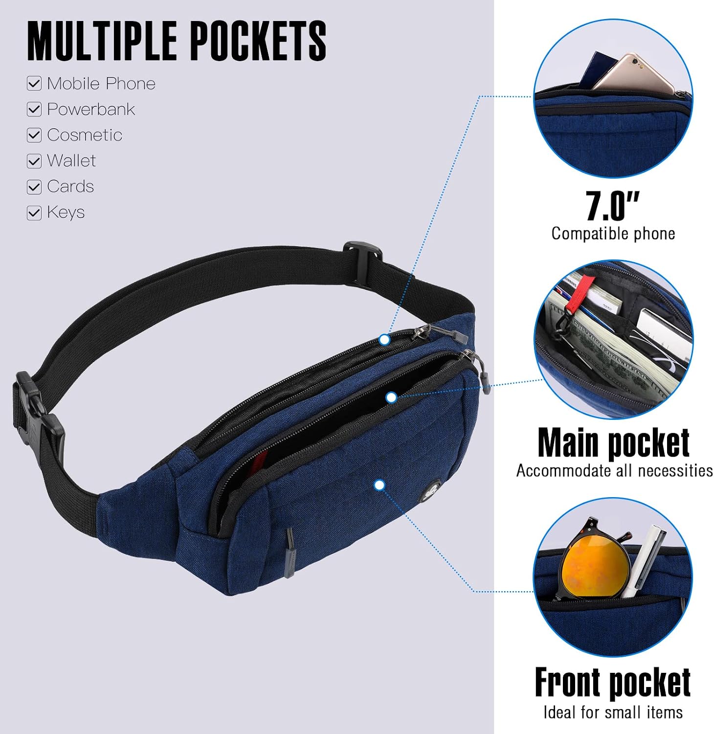 Detalle 2 de Waterfly Bumbags Waist Fanny Pack – ladies fashion bum bag with adjustable belt for running & hiking