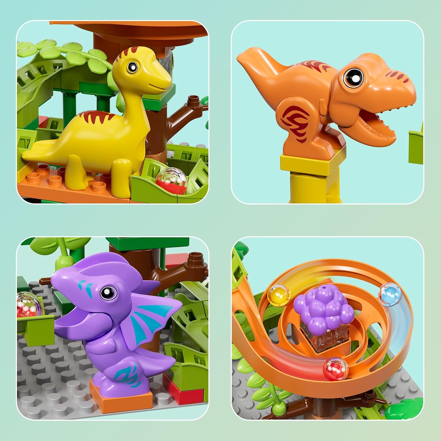 Detalle 2 de Murmelbahn Bausteine Dinosaurier 67 Teile đź§©