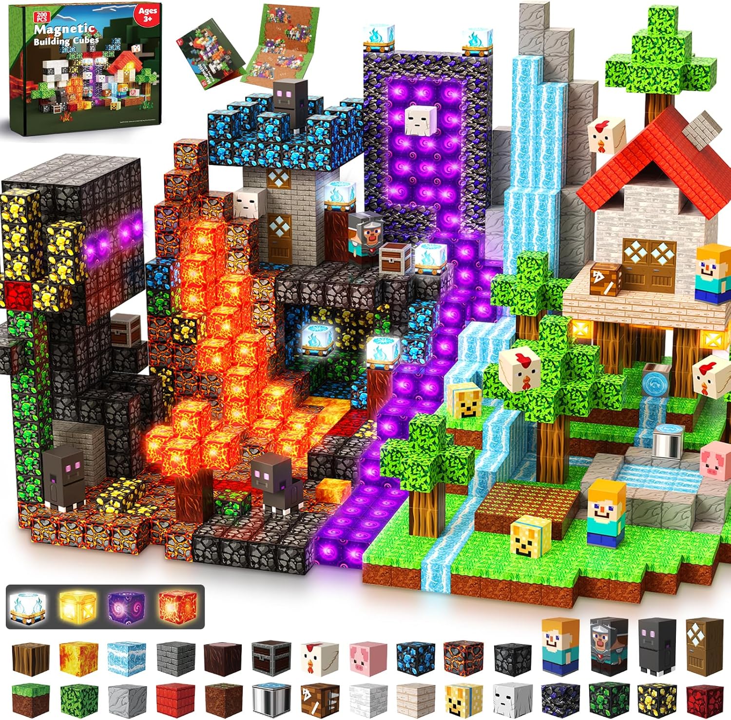 Detalle de GraceDuck Magnetische Bausteine Wald-Portal Set 200 Teile