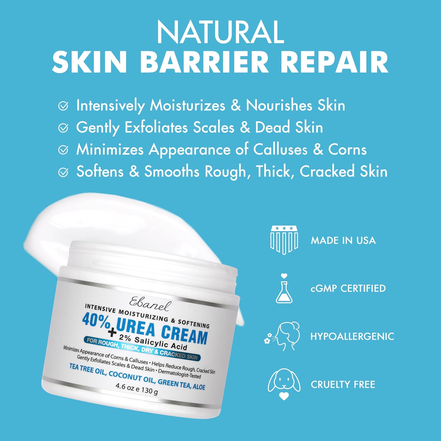 Detalle de Ebanel Urea Cream 40% Foot Treatment 🦶
