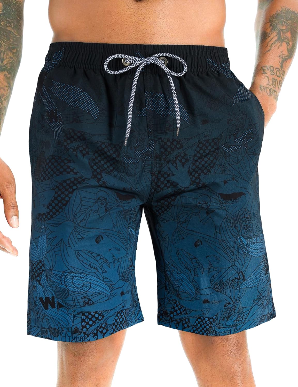 Detalle de APTRO Herren Badehose Lang – Schnelltrocknend, Regular Fit mit Innenslip