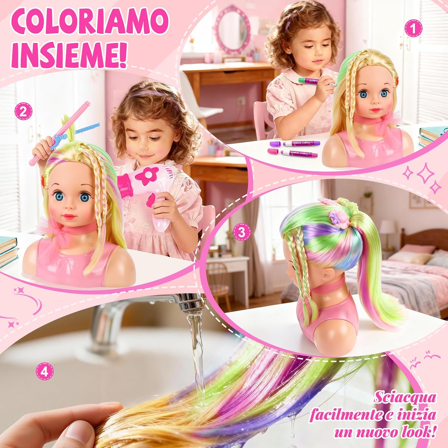 Detalle de LumenVela Testa Bambola da Truccare per Bambine 4–8 anni 🪆