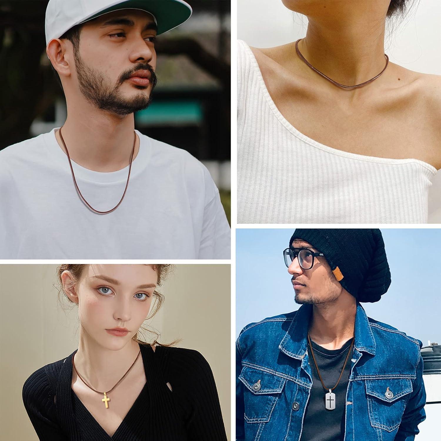 Thumbnail 1 de PROSTEEL Chaîne-collier homme marron en faux cuir 3 mm avec fermoir acier inoxydable
