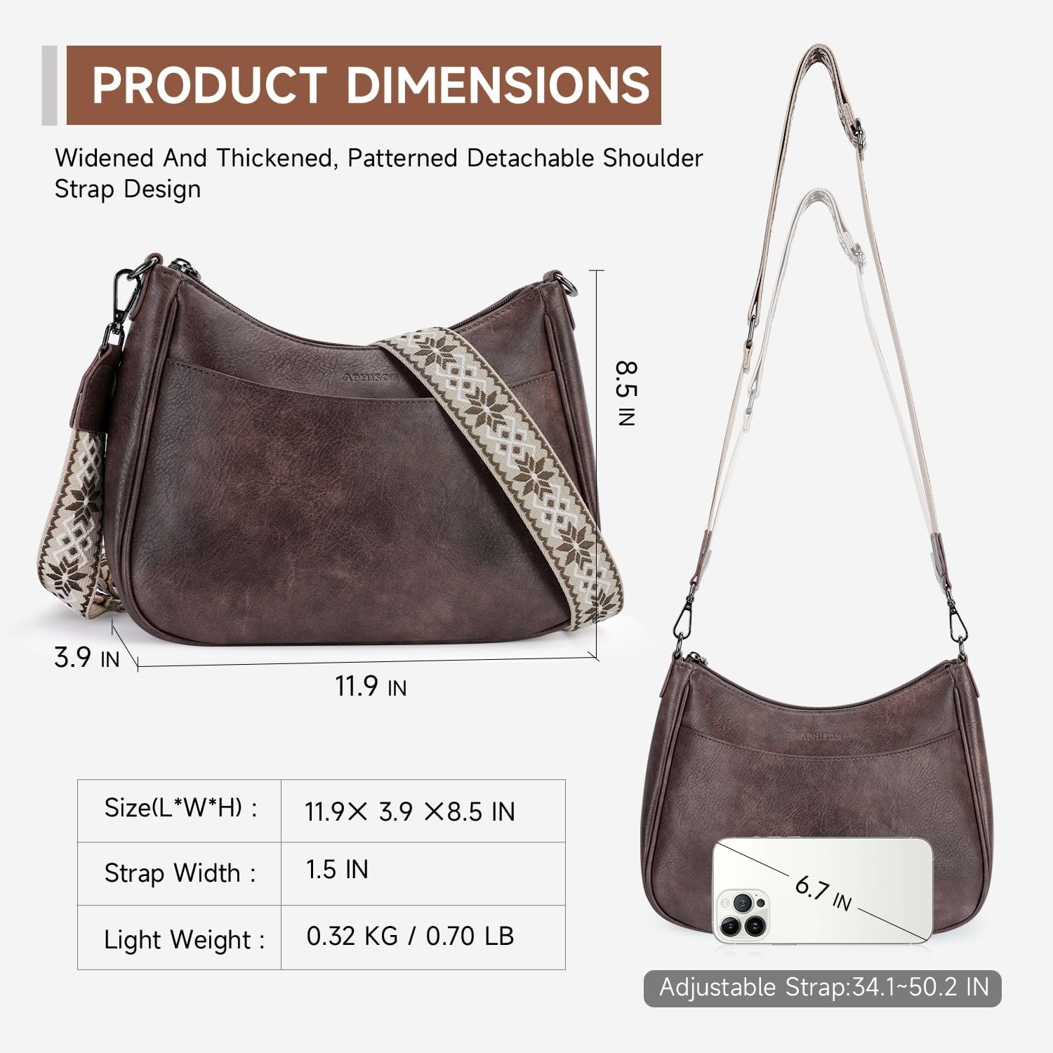 Thumbnail 5 de APHISON Klein Umhängetasche Damen Crossbody Bag aus veganem Leder, blau