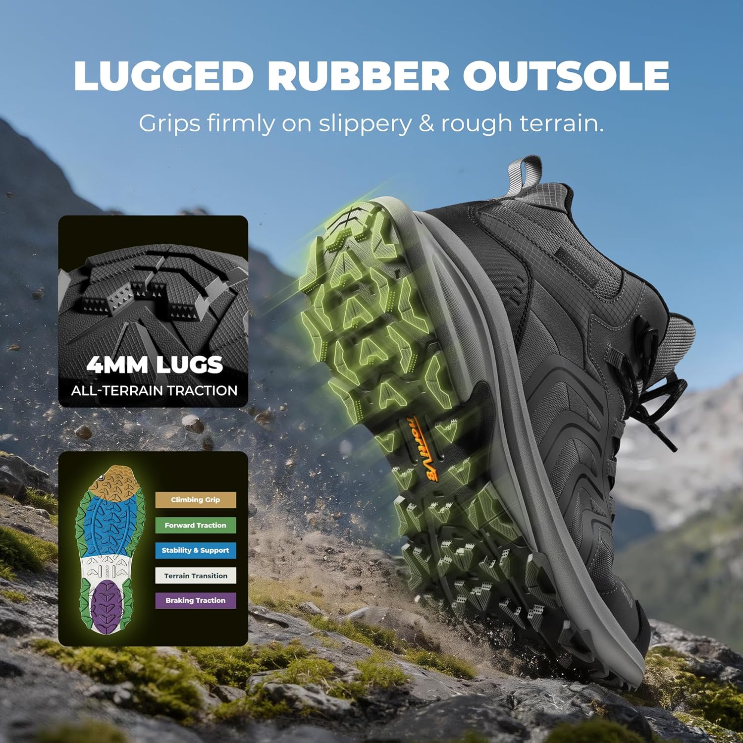 Thumbnail 6 de NORTIV 8 Men's Waterproof PRO Hiking Boots (Armadillo FieldLite) – Lightweight, Waterproof Trekking Shoes