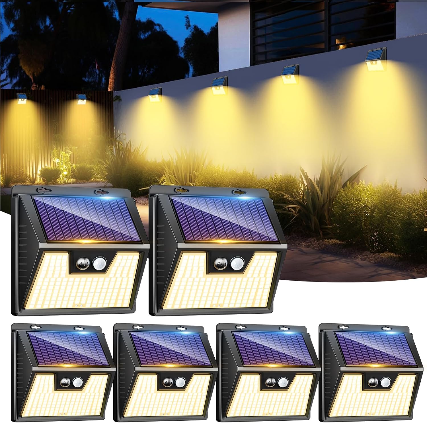 Detalle de LOTMOS 6 Pack Solar Lights: 176 LED Ultra Bright Outdoor Security with Motion Sensor