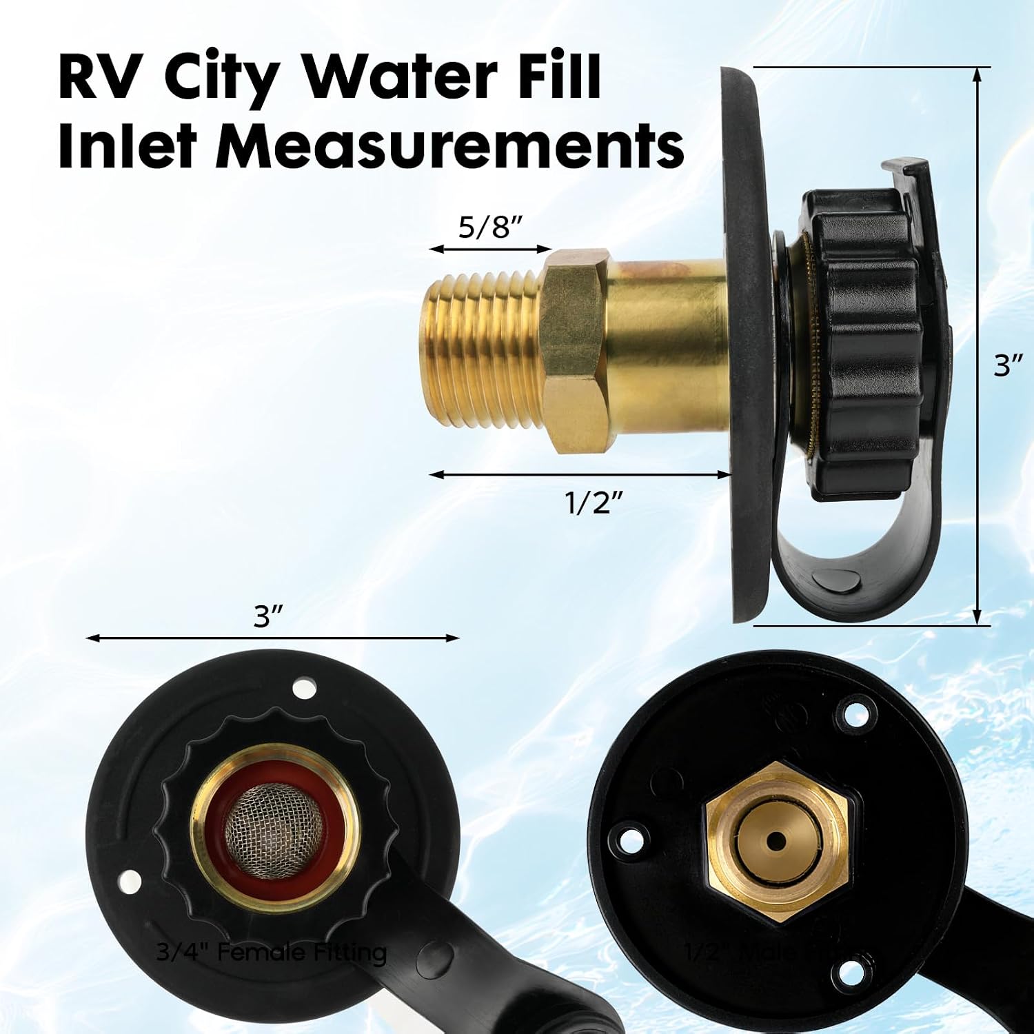 Detalle de Himaweek RV Water Inlet Connection City Water Fill Flange