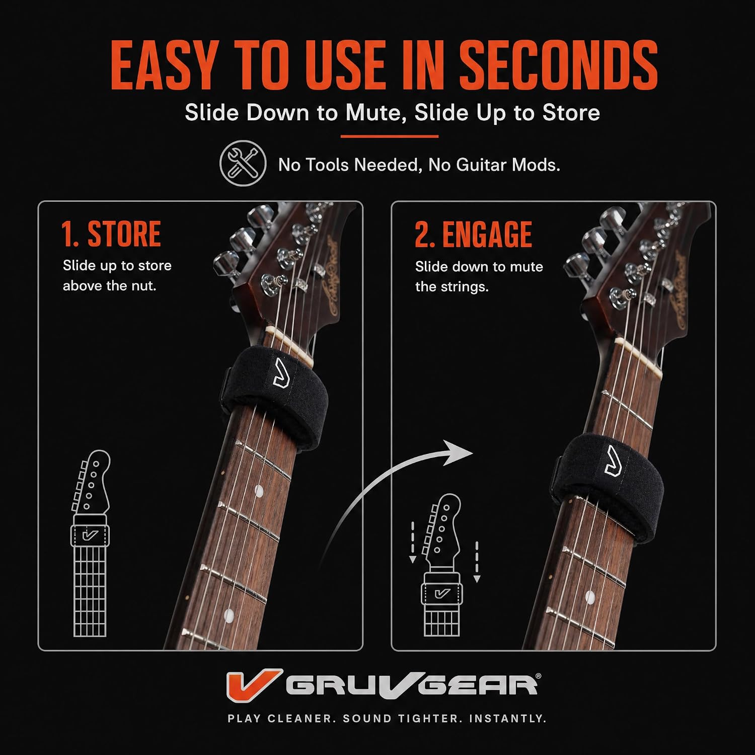 Detalle 2 de Gruv Gear FW-1PK-MD Fret Wrap, Medium Black for 5-String Bass and 7-String Guitar