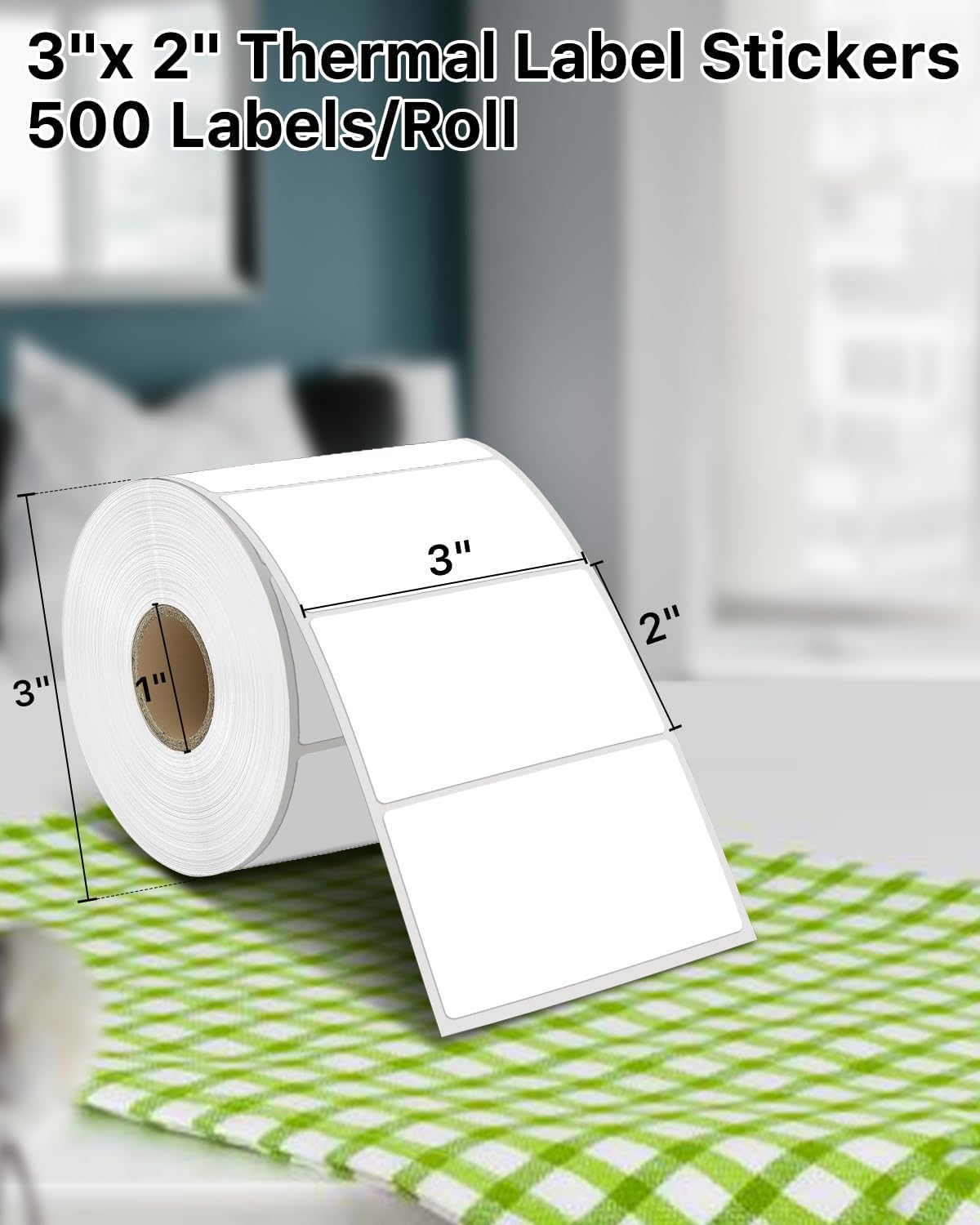 Detalle de iEager 3" x 2" Thermal Labels, White Self-Adhesive Roll of 500
